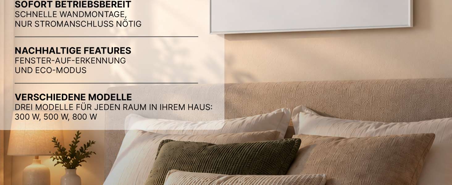Heidenfeld Infrarotheizung HF-HP140 – Montage & Effizienz Heidenfeld Infrarotheizung HF-HP140 mit schneller Wandmontage, Fenster-Auf-Erkennung, Eco-Modus und drei Leistungsvarianten mit 300, 500 und 800 Watt.